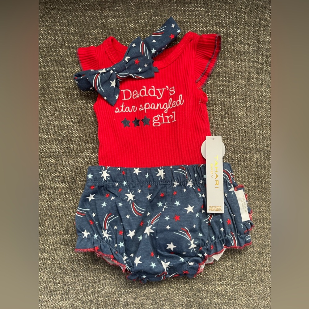 NWT Baby Girl Fourth of July 3 Piece Outfit